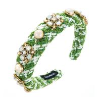 Hair Bands, Cloth, with ABS Plastic Pearl & Zinc Alloy, gold color plated, fashion jewelry & for woman & with glass rhinestone 