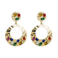 Zinc Alloy Rhinestone Drop Earring, gold color plated, fashion jewelry & for woman & with glass rhinestone 