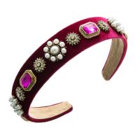 Hair Bands, Cloth, with ABS Plastic Pearl & Zinc Alloy, fashion jewelry & for woman & with glass rhinestone & with rhinestone 