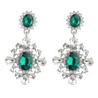 Zinc Alloy Rhinestone Drop Earring, silver color plated, fashion jewelry & for woman & with glass rhinestone & with rhinestone, two different colored 