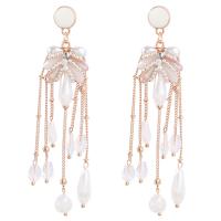 Fashion Fringe Earrings, Zinc Alloy, with ABS Plastic Pearl & Acrylic, gold color plated, fashion jewelry & for woman & enamel, two different colored 