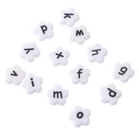 Acryl Alphabet Perlen, Blume, DIY & verschiedene Muster für Wahl & Emaille, keine, 11x11x4mm, Bohrung:ca. 2mm, verkauft von Tasche