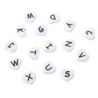 Acryl Alphabet Perlen, Herz, DIY & verschiedene Muster für Wahl & Emaille, keine, 11.5x10.5x4mm, Bohrung:ca. 2mm, verkauft von Tasche