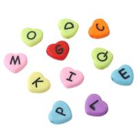 Acryl Alphabet Perlen, Herz, DIY & verschiedene Muster für Wahl & Emaille, keine, 12x10.5x4mm, Bohrung:ca. 2mm, verkauft von Tasche