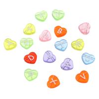 Acryl Alphabet Perlen, Herz, DIY & verschiedene Muster für Wahl & Emaille, keine, 11.5x10.5x4mm, Bohrung:ca. 2mm, verkauft von Tasche