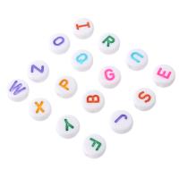 Acryl Alphabet Perlen, flache Runde, DIY & verschiedene Muster für Wahl & Emaille, keine, 10x10x4.5mm, Bohrung:ca. 2mm, verkauft von Tasche