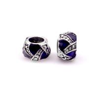 Zinc Alloy European Beads, silver color plated, DIY & epoxy gel, blue Approx 