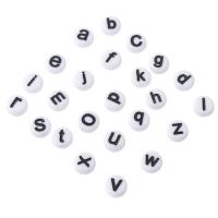 Acryl Alphabet Perlen, flache Runde, DIY & verschiedene Muster für Wahl & Emaille, keine, 7x7x3.5mm, Bohrung:ca. 1mm, verkauft von Tasche