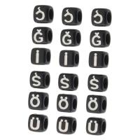Schmelz Acryl Perlen, Quadrat, DIY & verschiedene Muster für Wahl & Emaille, keine, 5x6x6mm, Bohrung:ca. 3mm, verkauft von Tasche