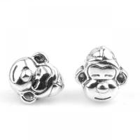 Zinc Alloy European Beads, Monkey, silver color plated, DIY Approx 