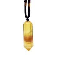 Citrine Necklace, with Nylon Cord, Conical, fashion jewelry, yellow, 40-50mm .75 Inch 