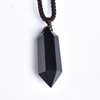 Obsidian Necklace, with Nylon Cord, Conical, fashion jewelry & Unisex, black, 40-50mm .75 Inch 