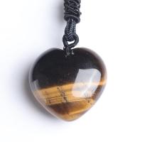Tiger Eye Necklace, with Nylon Cord, Heart, fashion jewelry & Unisex, 30mm .75 Inch 