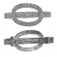 Hair Barrettes, Zinc Alloy, silver color plated & for woman & with rhinestone, silver color 