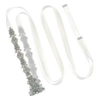 Nylon Schnur Gürtel, Seide, mit Strass & Kunststoff Perlen, handgemacht, Hochzeitsgeschenk & für Frau, Silberfarbe, 430x55mm, verkauft von PC