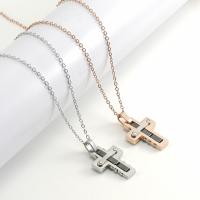 Stainless Steel Jewelry Necklace, 316L Stainless Steel, with Porcelain, with 1.97inch extender chain, Cross, polished, fashion jewelry & for woman Approx 17.72 Inch 