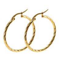 Titanium Steel Hoop Earring, Vacuum Ion Plating, fashion jewelry & for woman, golden 