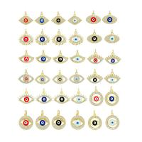 Fashion Evil Eye Pendant, Brass, gold color plated & DIY & evil eye pattern & micro pave cubic zirconia & enamel 