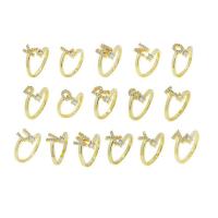 Befestigter Zirkonia Messingring Fingerring, Messing, Alphabet-Buchstabe, goldfarben plattiert, Modeschmuck & Micro pave Zirkonia, goldfarben, Innendurchmesser:ca. 17mm, verkauft von PC