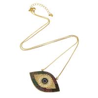 Evil Eye Schmuck Halskette, Messing, Pferdeauge, goldfarben plattiert, Modeschmuck & böser Blick- Muster & einstellbar & Micro pave Zirkonia, farbenfroh, 42x26x3mm,1mm, Länge:21 ZollInch, verkauft von PC