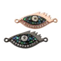 Evil Eye Jewelry Connector, Brass, with Abalone Shell, Horse Eye, plated, DIY & evil eye pattern & micro pave cubic zirconia & 1/1 loop Approx 1mm 