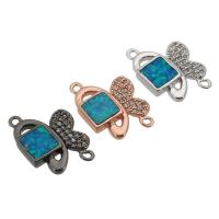 Cubic Zirconia Micro Pave Brass Connector, with Opal, plated, DIY & micro pave cubic zirconia & 1/1 loop Approx 1mm 