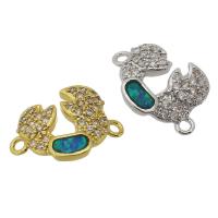 Cubic Zirconia Micro Pave Brass Connector, with Opal, plated, DIY & micro pave cubic zirconia & 1/1 loop Approx 1mm 
