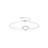 Brass Bracelets, with 3cm extender chain, Heart, platinum color plated, fashion jewelry & adjustable & for woman, platinum color, 9mm Approx 15.5 cm 