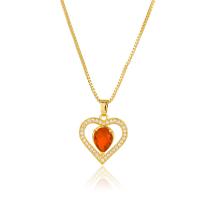 Cubic Zircon Micro Pave Brass Necklace, Heart, gold color plated, micro pave cubic zirconia & for woman Approx 19.68 Inch 
