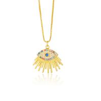Cubic Zircon Micro Pave Brass Necklace, Eye, gold color plated & micro pave cubic zirconia & for woman & enamel, gold, 480mm 
