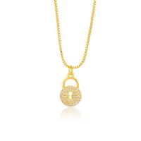 Cubic Zircon Micro Pave Brass Necklace, gold color plated & micro pave cubic zirconia & for woman, gold, 500mm 