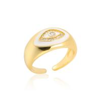 Cubic Zirconia Micro Pave Brass Finger Ring, Eye, gold color plated, Adjustable & micro pave cubic zirconia & for woman & enamel 23mm 