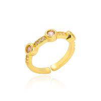 Cubic Zirconia Micro Pave Brass Finger Ring, gold color plated, Adjustable & micro pave cubic zirconia & for woman 23mm 