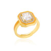 Cubic Zirconia Micro Pave Brass Finger Ring, gold color plated, Adjustable & micro pave cubic zirconia & for woman & enamel 24mm 