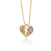 Cubic Zircon Micro Pave Brass Necklace, Heart, gold color plated, micro pave cubic zirconia & for woman cm 