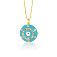 Evil Eye Jewelry Necklace, Brass, gold color plated, micro pave cubic zirconia & for woman & enamel cm 
