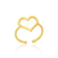 Палец кольцо-латунь, Латунь, Сердце, плакирован золотом, Регулируемый & Женский, золотой, 21mm, продается PC