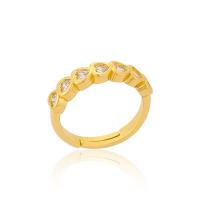 Cubic Zirconia Micro Pave Brass Finger Ring, Heart, gold color plated, Adjustable & micro pave cubic zirconia & for woman, gold, 20mm 