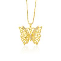 Cubic Zircon Micro Pave Brass Necklace, Butterfly, gold color plated, micro pave cubic zirconia & for woman & hollow cm 