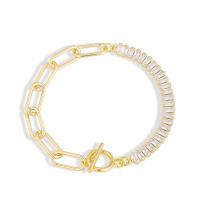 Bracelets en laiton, avec quartz clair, Placage de couleur d'or, styles différents pour le choix & pour femme, Or, Vendu par PC