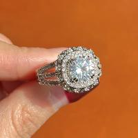 Zirkonia Messing Finger Ring, Geometrisches Muster, platiniert, verschiedene Größen vorhanden & Micro pave Zirkonia & für Frau, 14mm, Größe:6-10, verkauft von PC