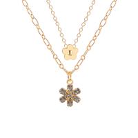 Rhinestone Zinc Alloy Necklace, with 1.96inch extender chain, Flower, gold color plated, Double Layer & for woman & with rhinestone Approx 14.5 Inch 