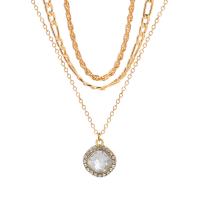 Fashion Multi Layer Necklace, Zinc Alloy, with Crystal, with 1.96inch extender chain, Geometrical Pattern, gold color plated, multilayer & for woman & with rhinestone Approx 14.5 Inch 