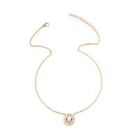Rhinestone Zinc Alloy Necklace, with 1.97inch extender chain, Round, gold color plated, evil eye pattern & for woman & enamel & with rhinestone, 18.5mm Approx 16.5 Inch 