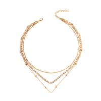Fashion Multi Layer Necklace, Zinc Alloy, with 1.97inch extender chain, gold color plated, Double Layer & for woman & with rhinestone Approx 14.17 Inch 