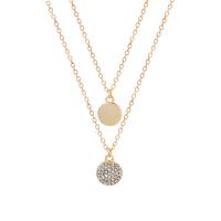 Rhinestone Zinc Alloy Necklace, with 1.97inch extender chain, Flat Round, gold color plated, Double Layer & for woman & with rhinestone Approx 15.7 Inch 