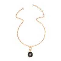 Enamel Zinc Alloy Necklace, with 1.97inch extender chain, Geometrical Pattern, gold color plated, for woman, 22.4mm Approx 16.14 Inch 