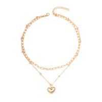 Fashion Multi Layer Necklace, Zinc Alloy, with 1.97inch extender chain, Heart, gold color plated, Double Layer & for woman, 17.6mm Approx 16.14 Inch 