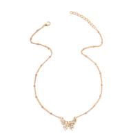 Rhinestone Zinc Alloy Necklace, with 1.97inch extender chain, Butterfly, gold color plated, for woman & with rhinestone, 19.2mm Approx 16.69 Inch 