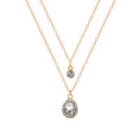 Crystal Zinc Alloy Necklace, with Crystal, with 1.97inch extender chain, Teardrop, gold color plated, Double Layer & for woman & with rhinestone Approx 14.5 Inch 